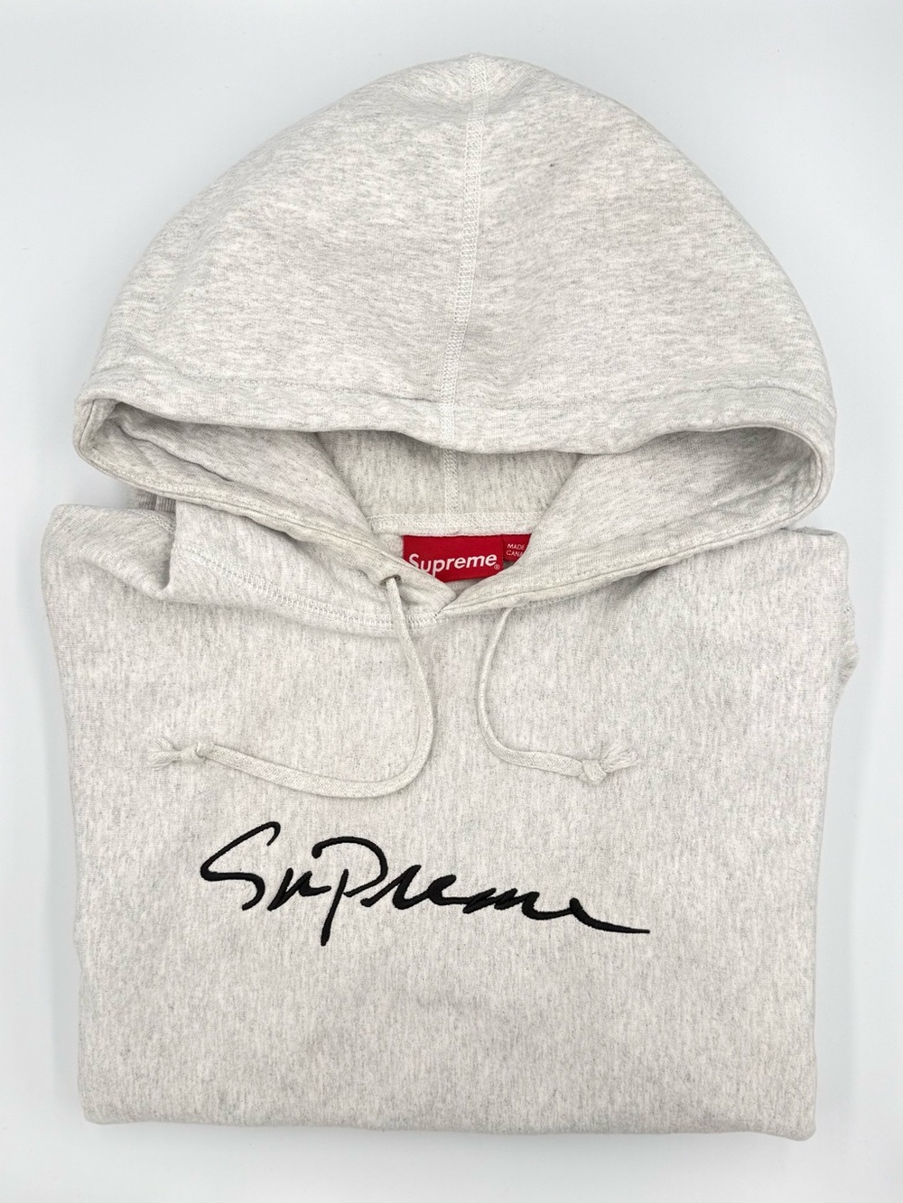 FW18 Supreme Classic Script Ash Grey Hooded Sweatshirt